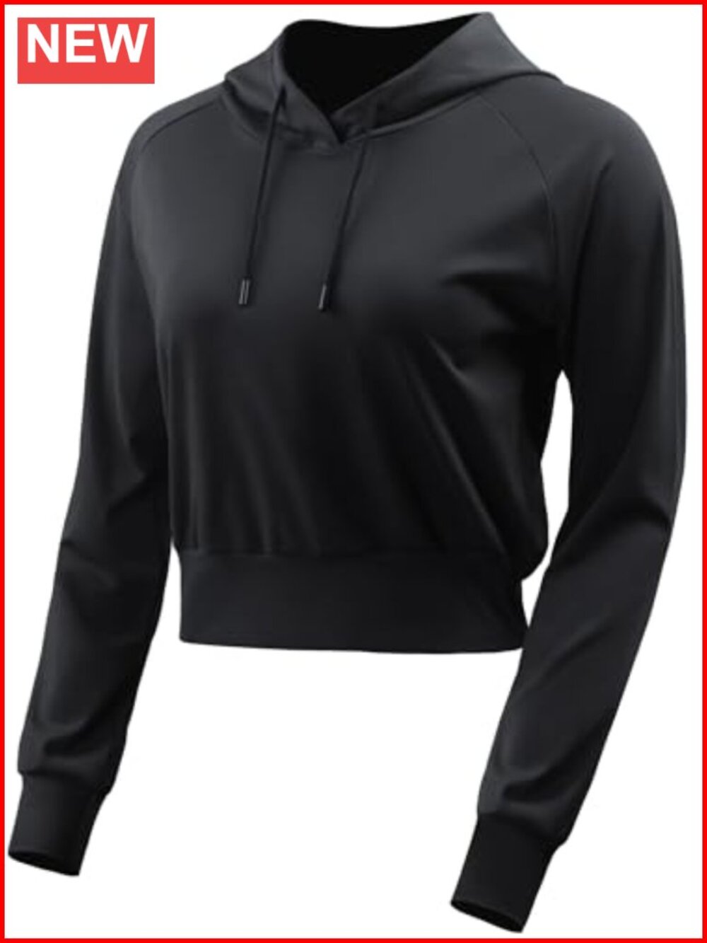 Women's Workout Long Sleeve Hooded Crop Top Running Sweatshirt